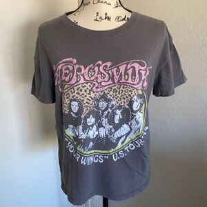 Aerosmith Gray Distressed Graphic Shirt